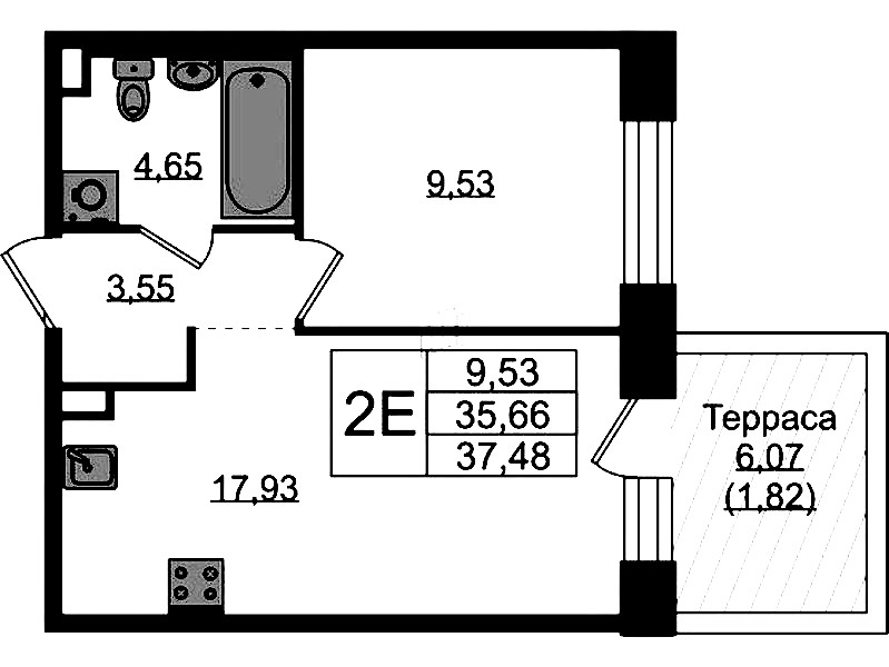 1-комнатная квартира 37.16 м², 1/5 эт., ЖК «Plus Пулковский»
